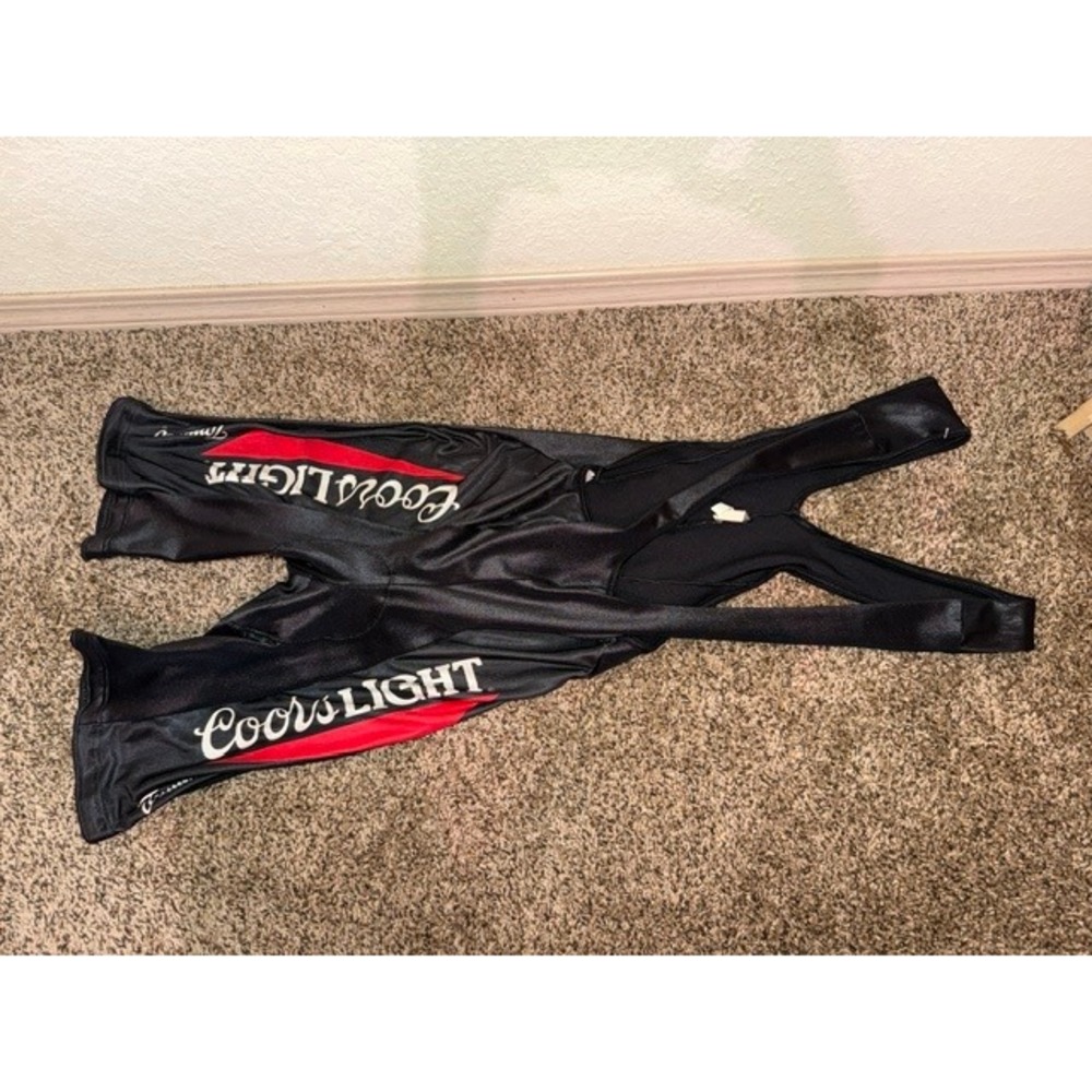 Vintage Tommaso Coors Light Cycling Bib Shorts Mens Black Made in Italy Size 3
